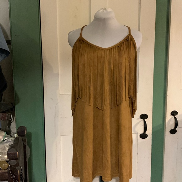 San Souci Tops - NWT San Souci Faux suede Fringed Top Dress hippie boho cowgirl festival